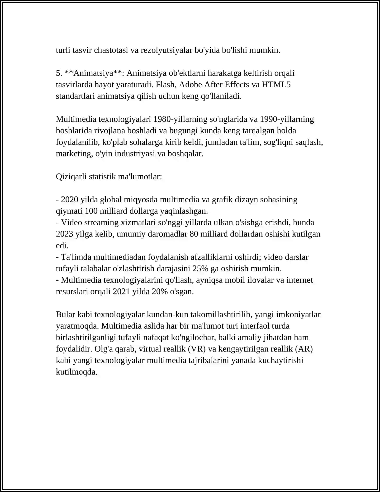 MULTIMEDIANING ASOSIY TUSHUNCHALARI 4