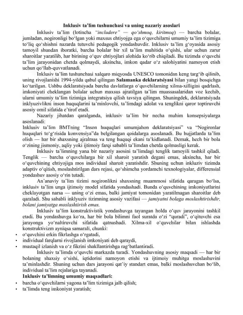Inklyuziv ta'lim va strategiyalar 4