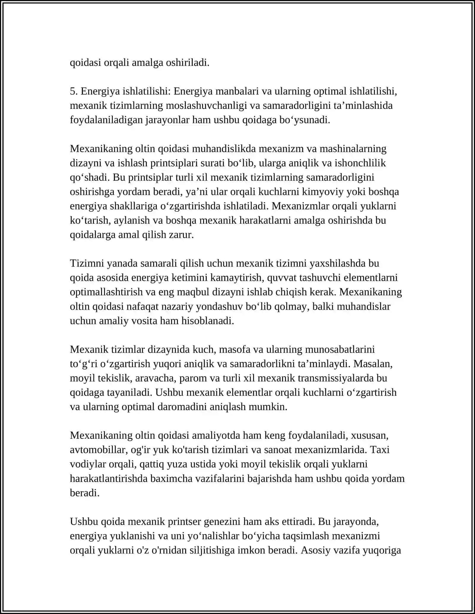 MEXANIKANING OLTIN QOIDASI VA UNING TATBIQI 4
