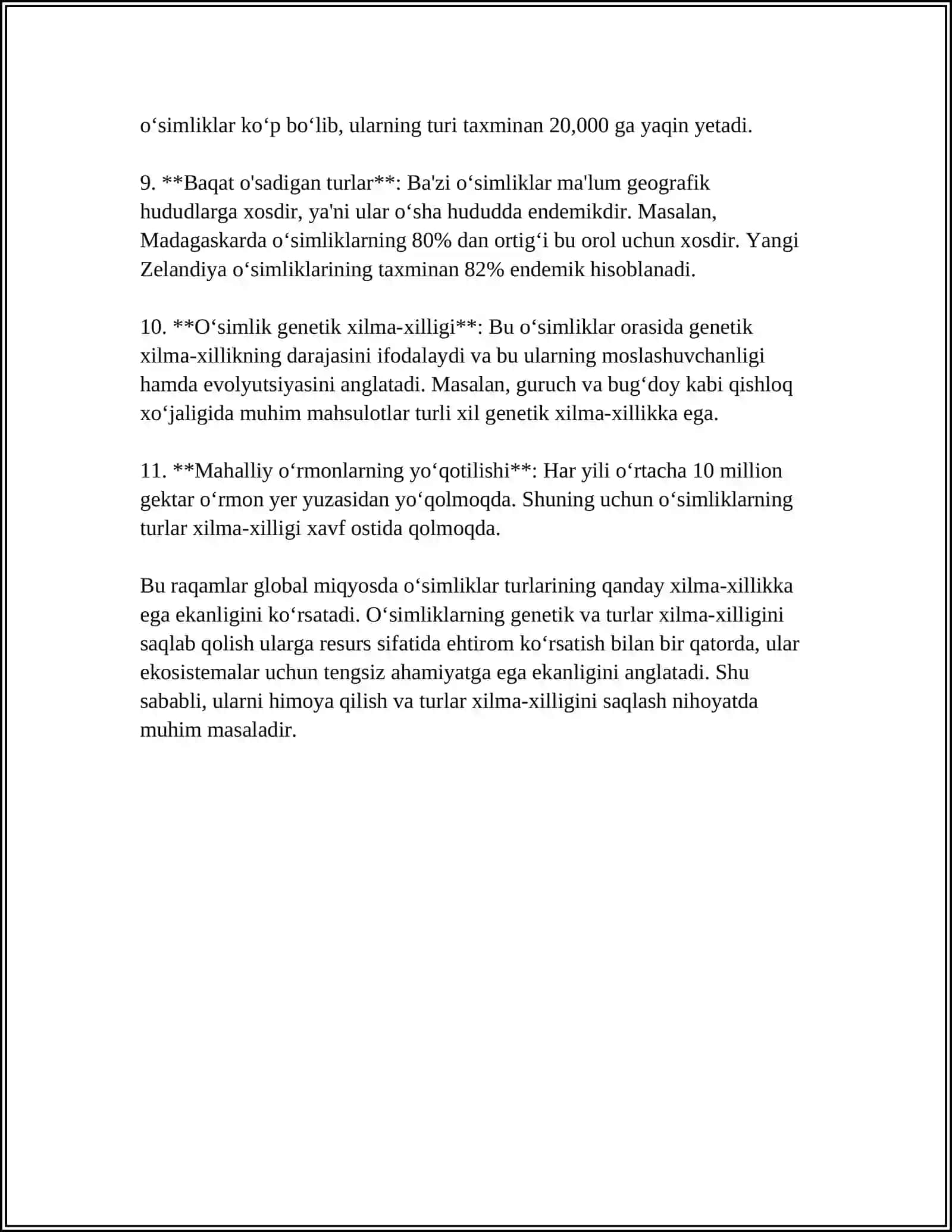 OʻSIMLIK VA HAYVONOT DUNYOSINING BIOXILMA-XILLIGI 4