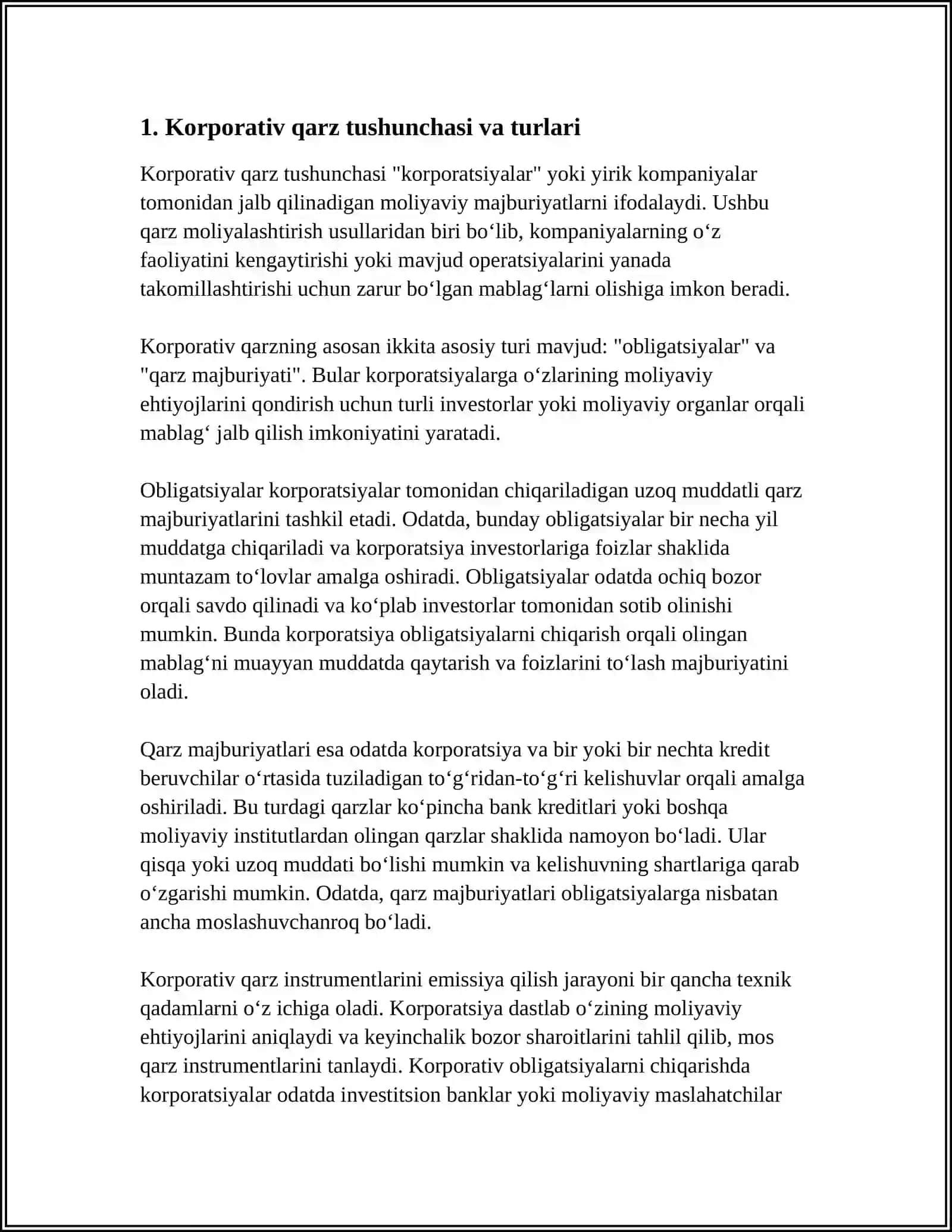 KORPORATIV QARZ.QARZ INSTRUMENTLARINI EMISSIYA QILISH VA BOZOR MEHANIZMLARI 4