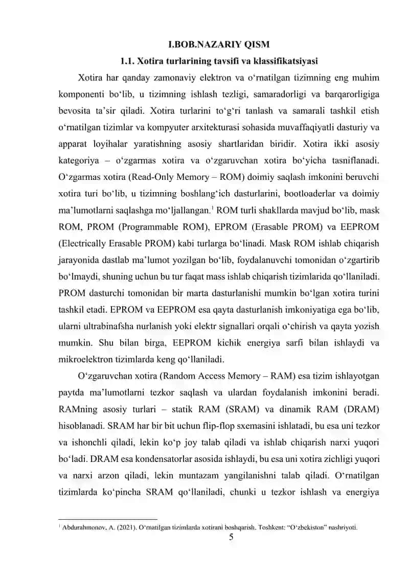 O‘RNATILGAN TIZIMLARDA XOTIRANI TASHKIL ETISH USULLARI 4
