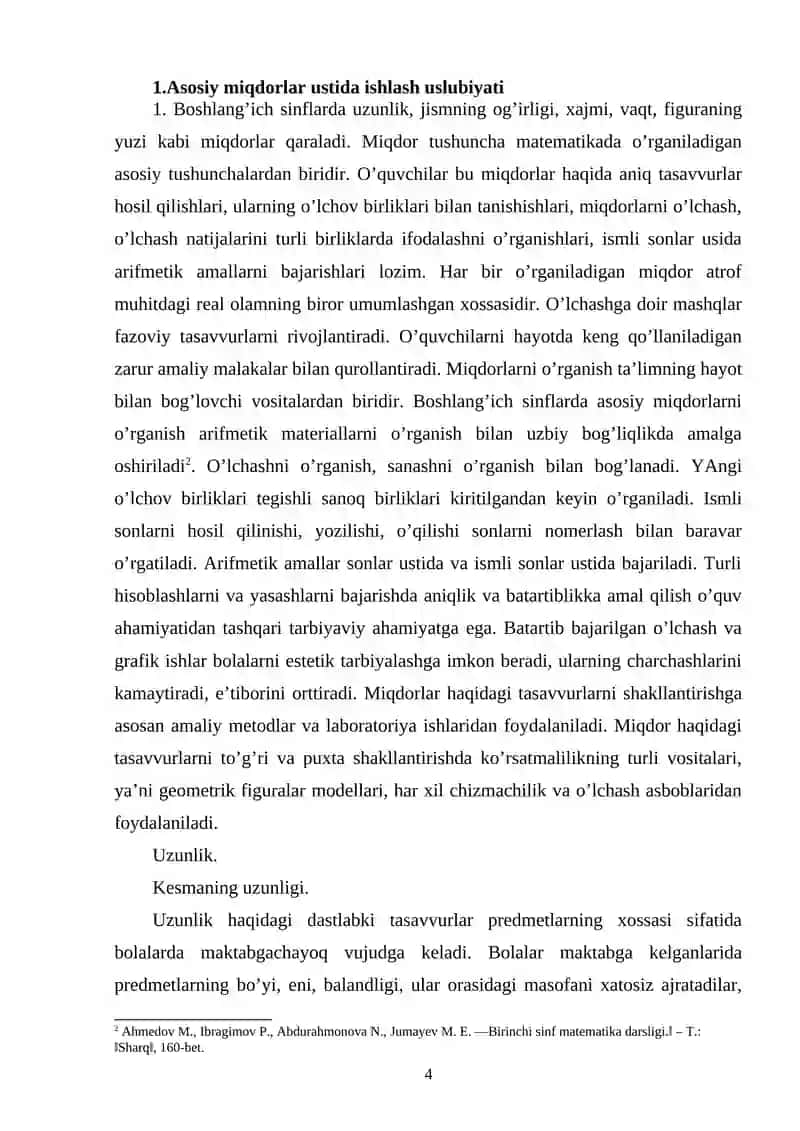 YUZ O'LCHOV BIRLIKLARIGA DOIR MASALALAR YECHISHGA O'RGATISHDA QO'LLANILADIGAN METODLAR 4