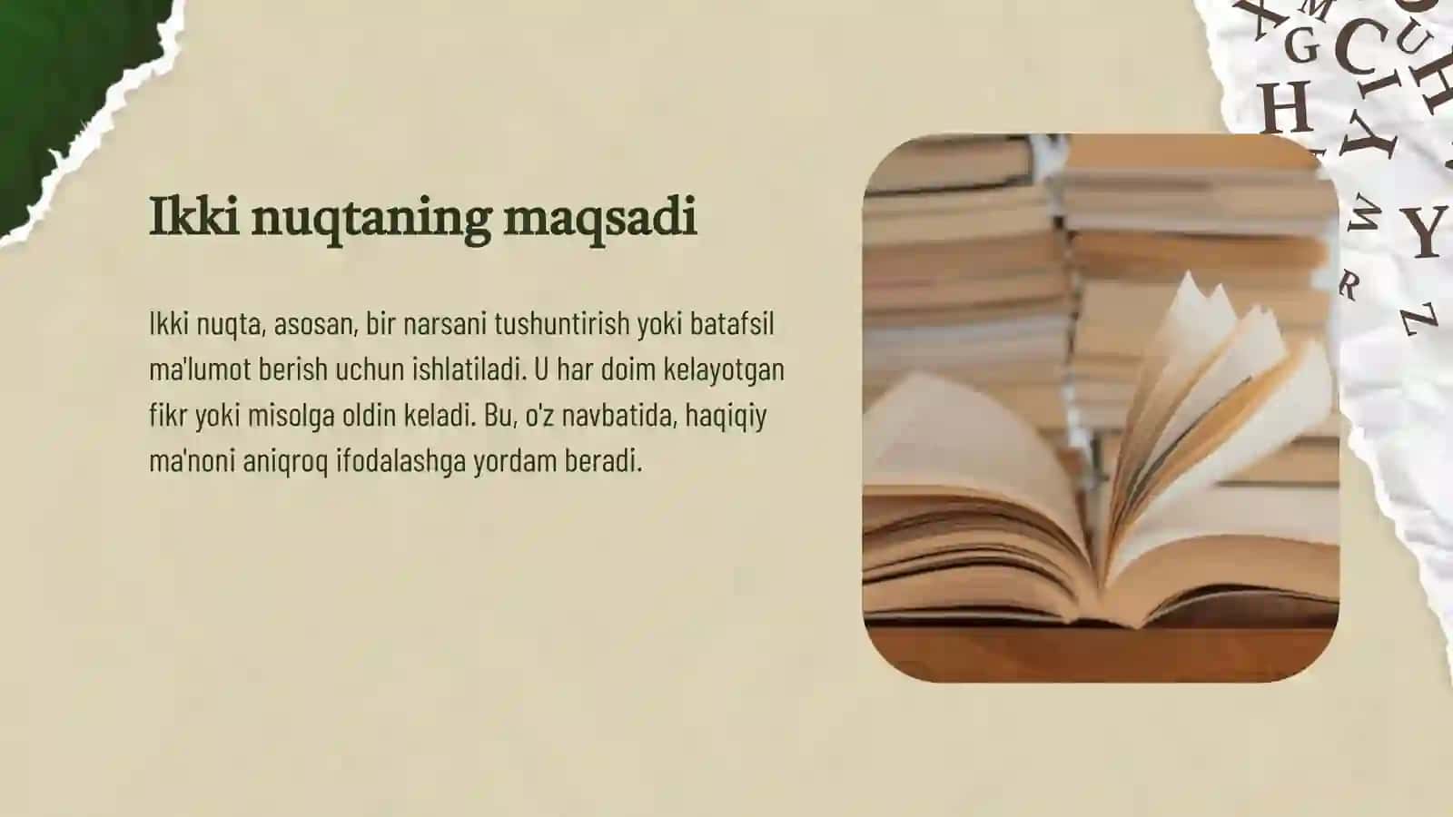 Ikki nuqta va nuqtali vergulning qóllanish órni 4
