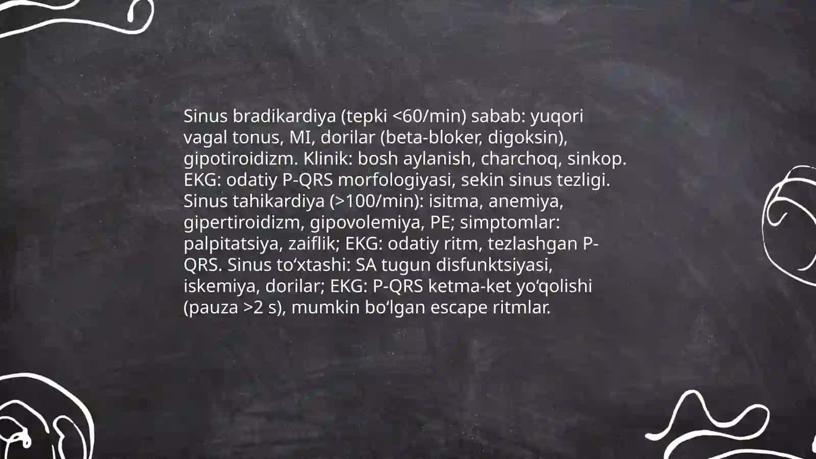Yurak aritmiyalari. Kelib chiqishi sabablari, Va rivojlanish mexanizmlari turlari, belgilari EKGdagi o’zgarishlar 4
