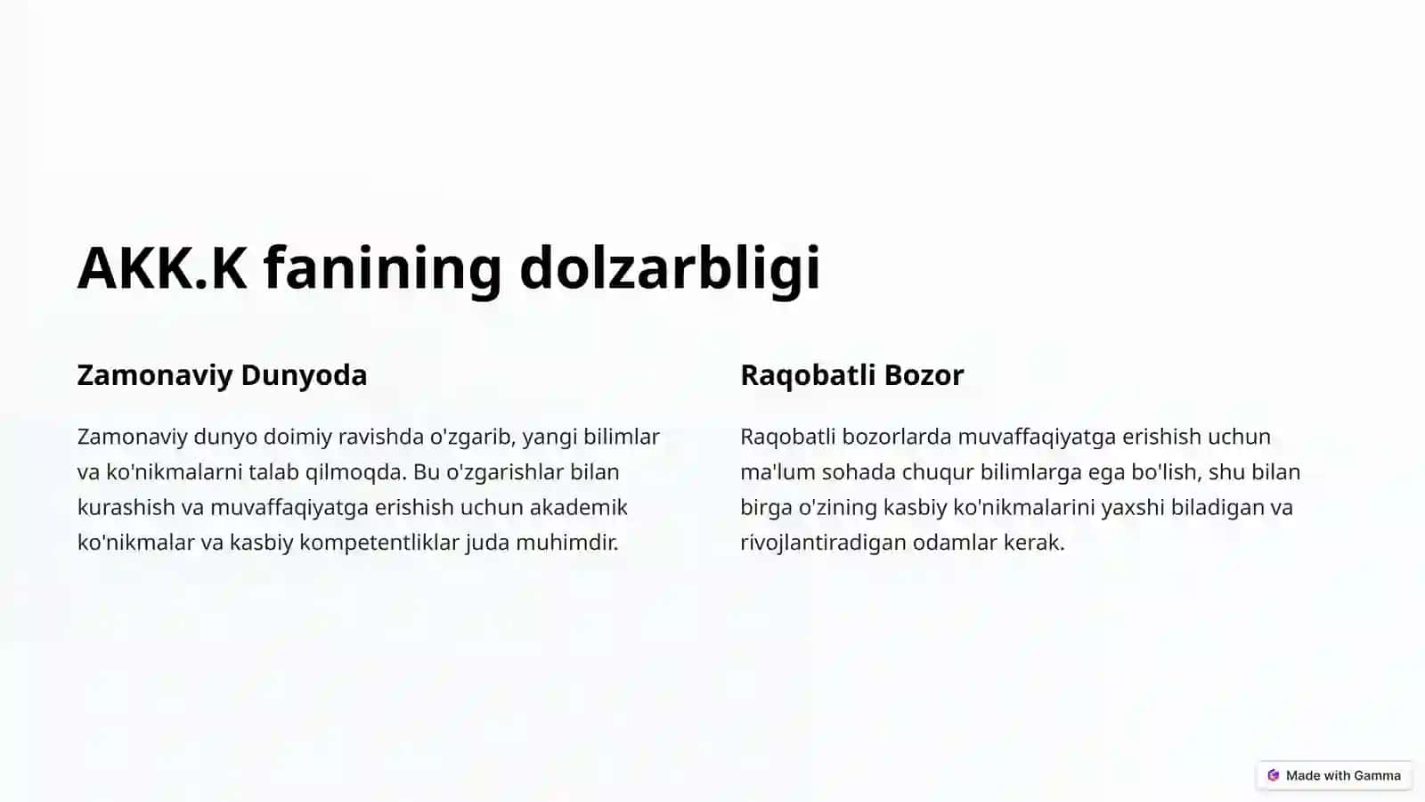 Akademik Ko'nikmalar va Kasbiy Kompetentlik 4