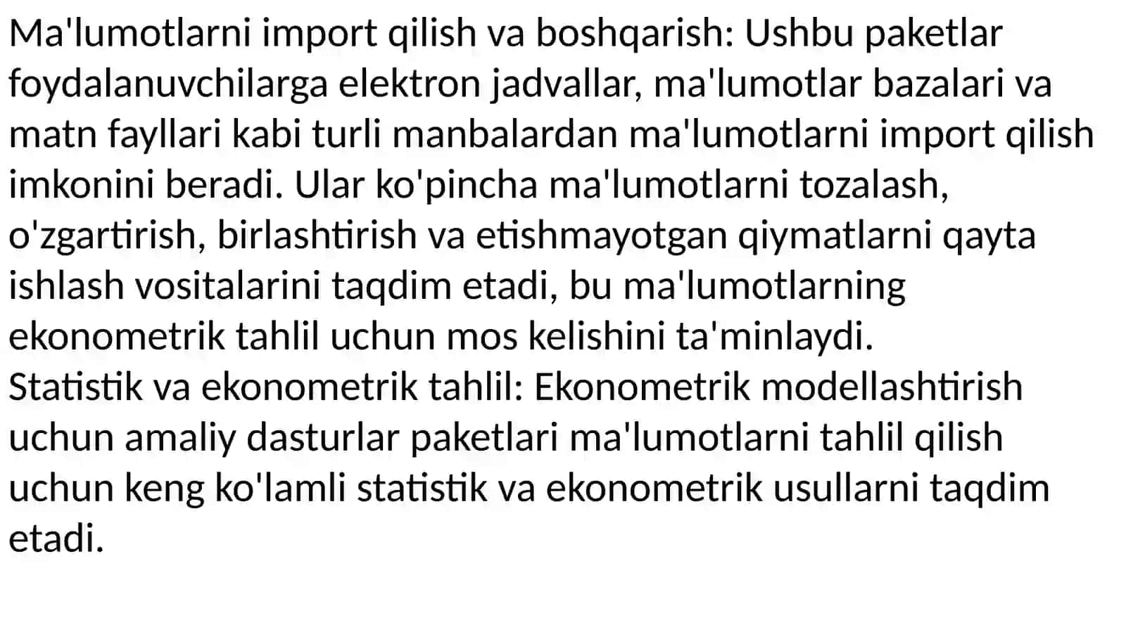 Ekonometrik modellashtirishda qo'llaniladigan amaliy dasturlar 4