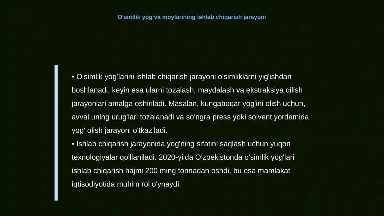Oʻsimlik yogʻva moy mahsulotlariga tegishli standartlarda xavfsizlik koʻrsatkichlari 4