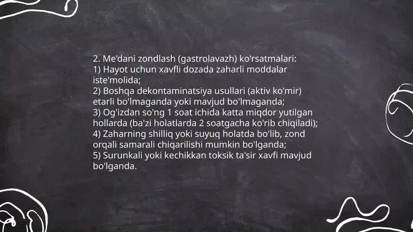 Zaxarlanishlarda yordam ko‘rsatish, me'dani zondlash 4