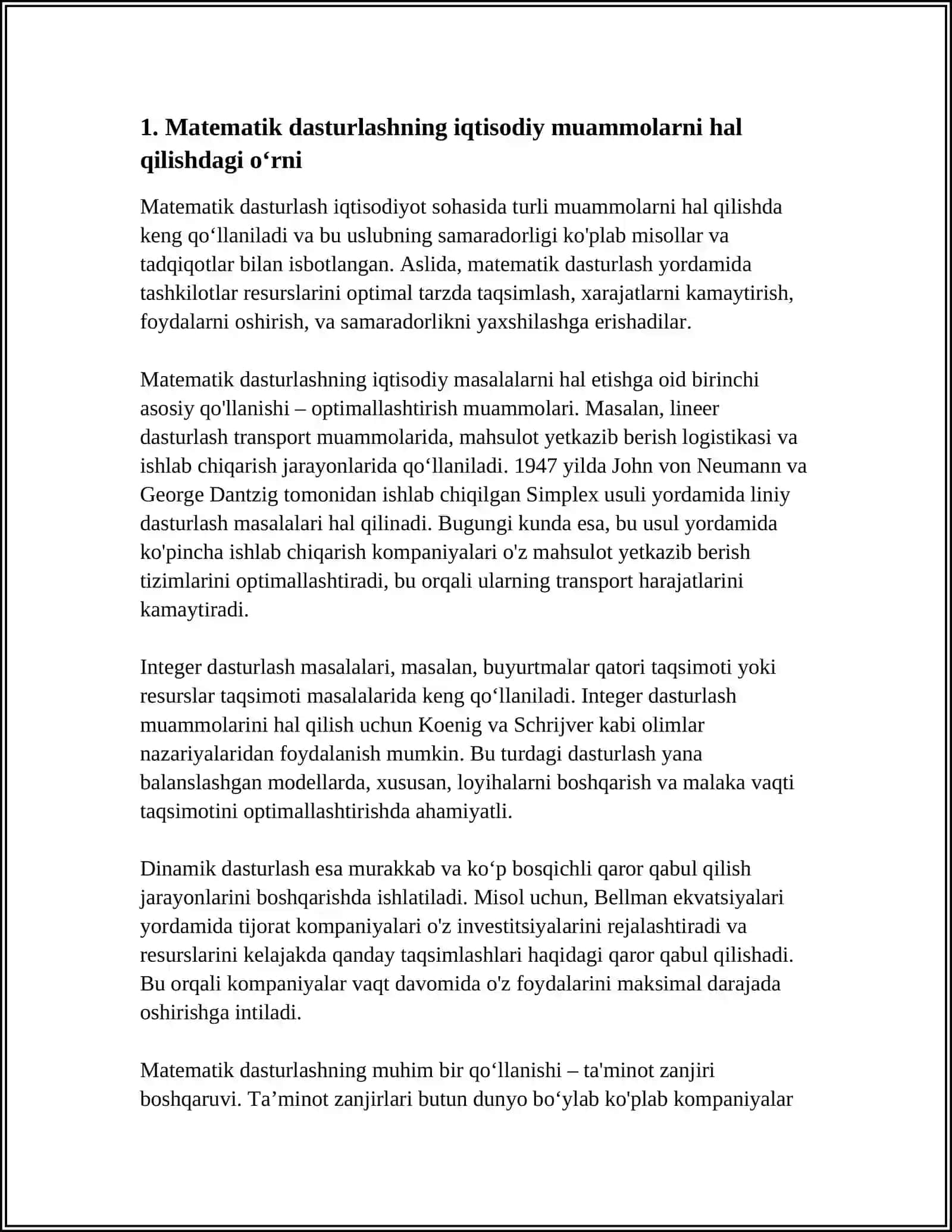 Matematik Dasturlashning Iqtisodiy Muammolarni Hal Qilish 4