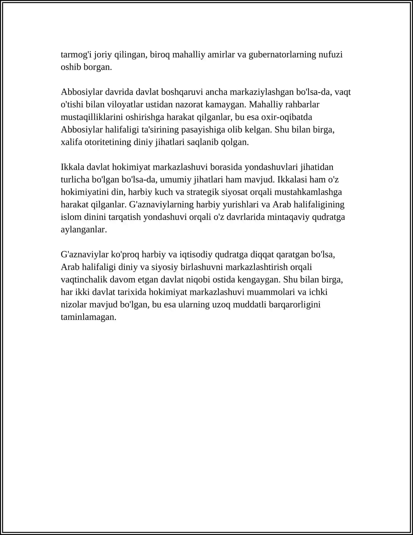 Siyasiy tuzilma va hokimiyat markazlashuvi: G'aznaviylar va Arab halifaligi 4