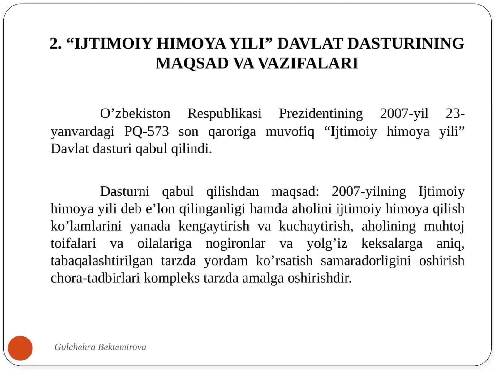 “IJTIMOIY HIMOYA YILI” DAVLAT DASTURINING NAZARIY VA AMALIY JIHATLARI 4