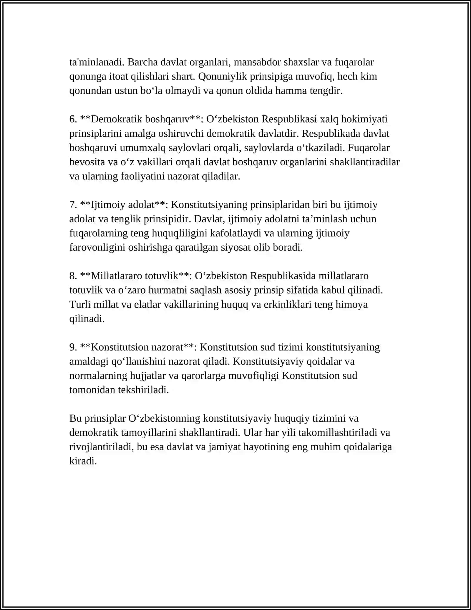MUSTAQIL ISH Mavzu: O'ZBEKISTON RESPUBLIKASIDA KONSTITUTSIYAVIY HUQUQ PREDMETINING O'ZIGA HOS HUQUQLARI 4