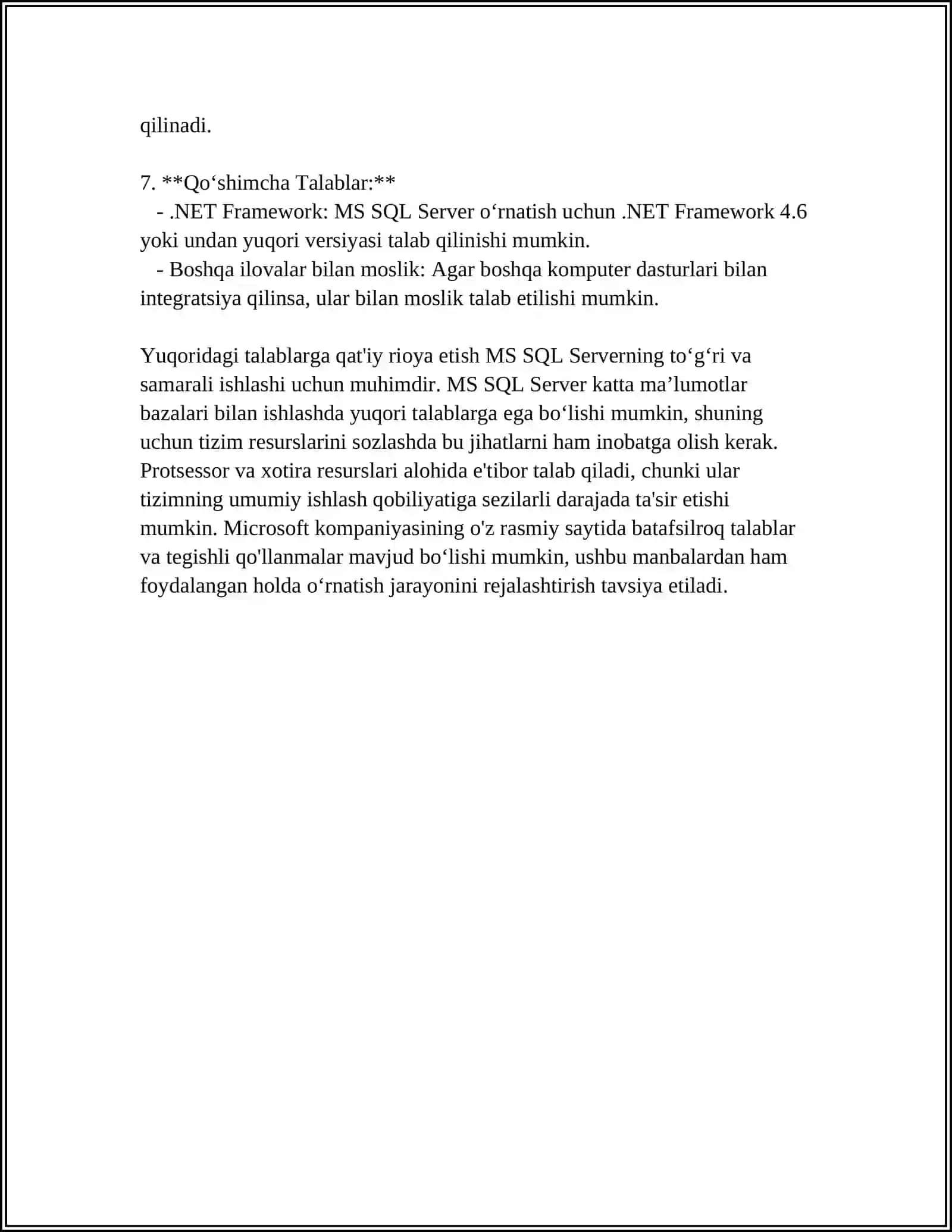 MS SQL SERVER MAʼLUMOTLAR BAZASINI BOSHQARISH TIZIMINI OʻRNATISH VA SOZLASH JARAYONI 4