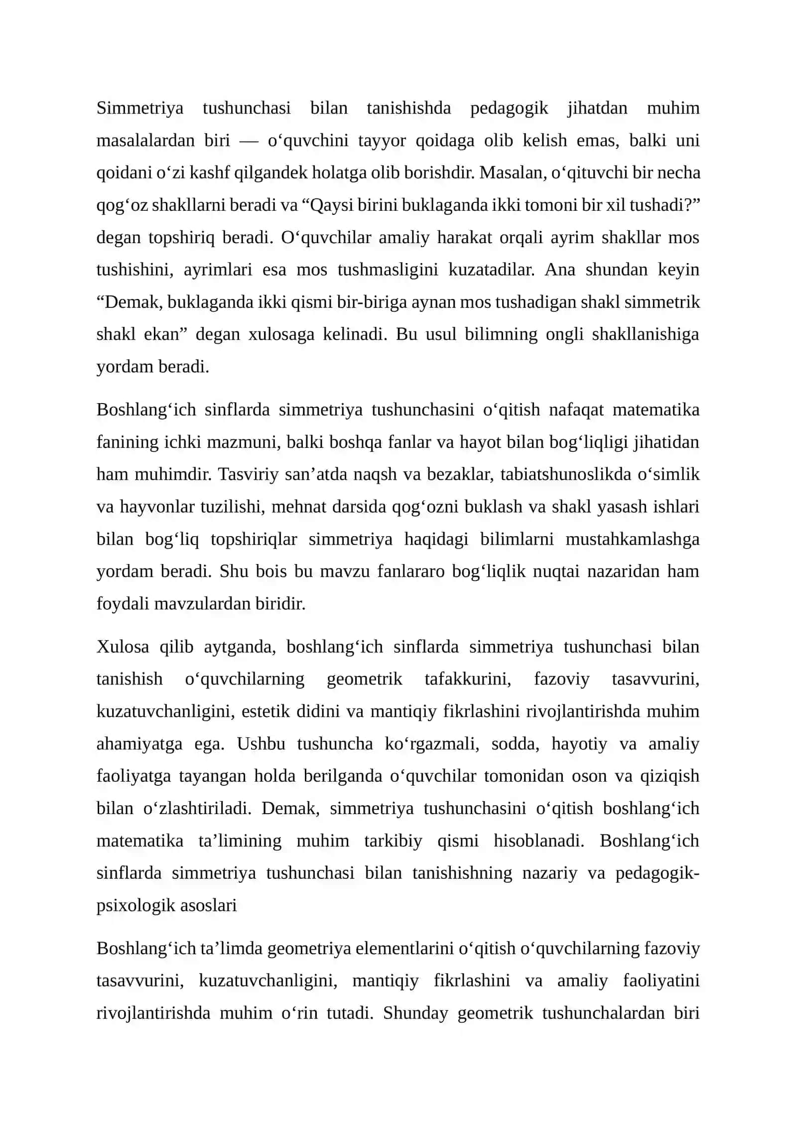 Boshlangʻich sinflarda simmetriya tushunchasi bilan tanishish 4