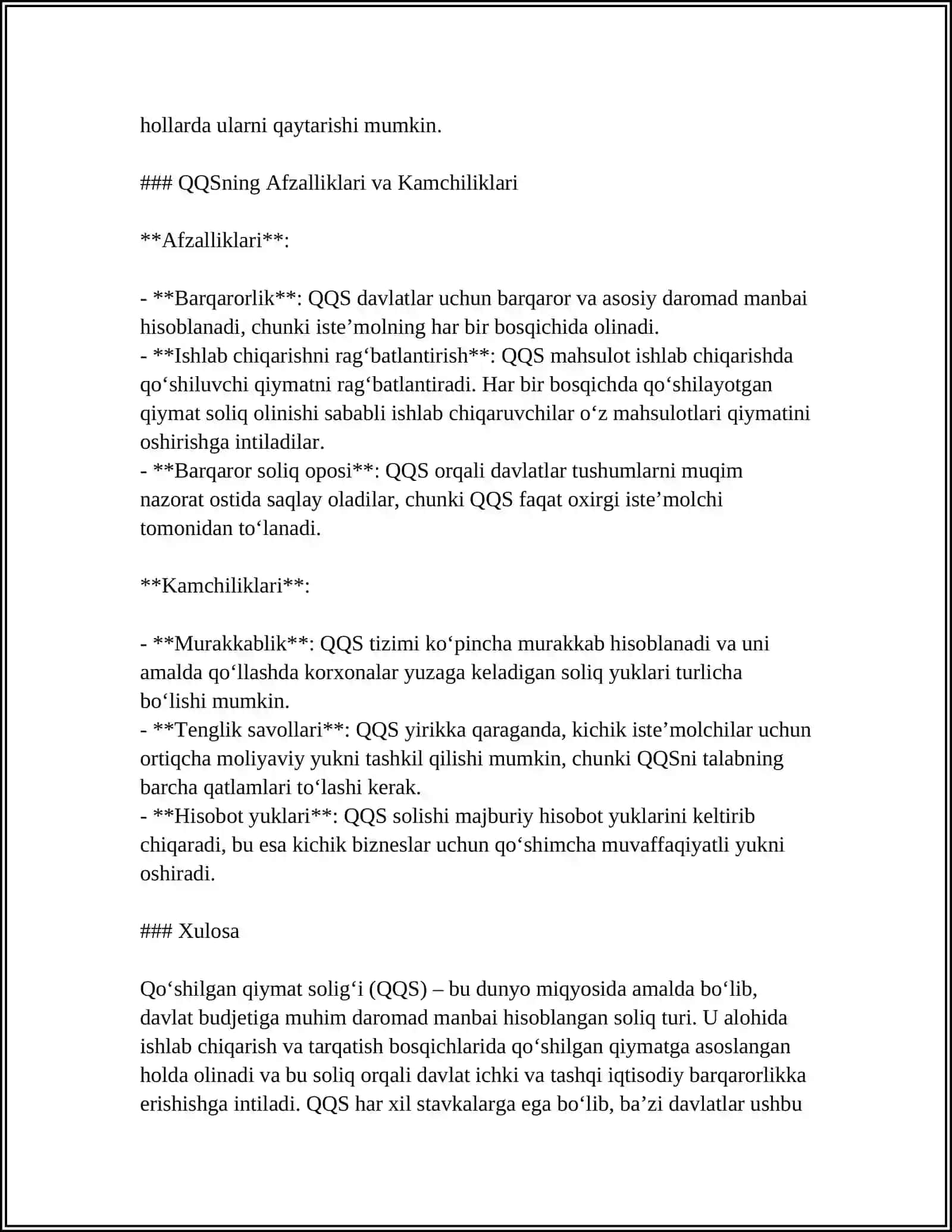 QOʻSHILGAN QIYMAT SOLIGʻIDAN SOLIQ TOʻLOVCHILARGA TAQDIM ETILGAN IMTIYOZLARI 4