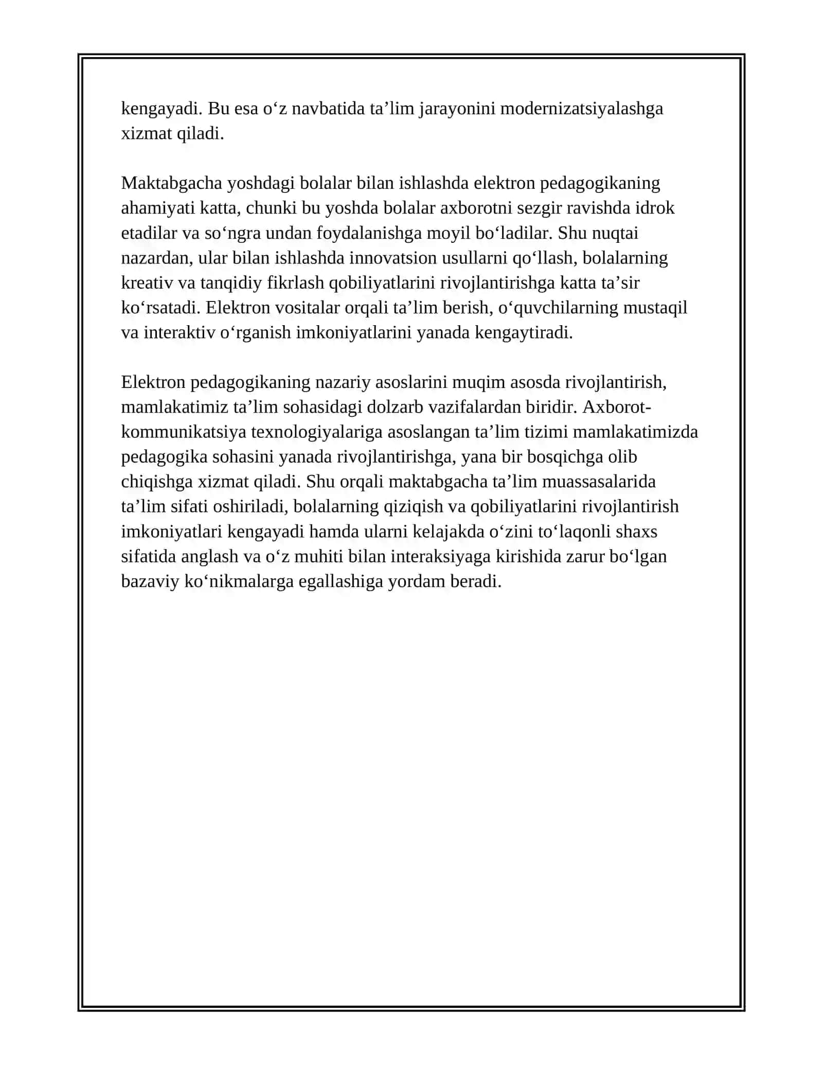 MAKTABGACHA TALIM ERNOPEDAGOGIKASINING TALIM TIZIMIDAGI ORNI 4