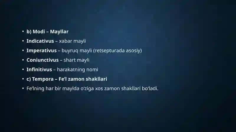 Verbum (Fe’l) va uning grammatik kategoriyalari 4