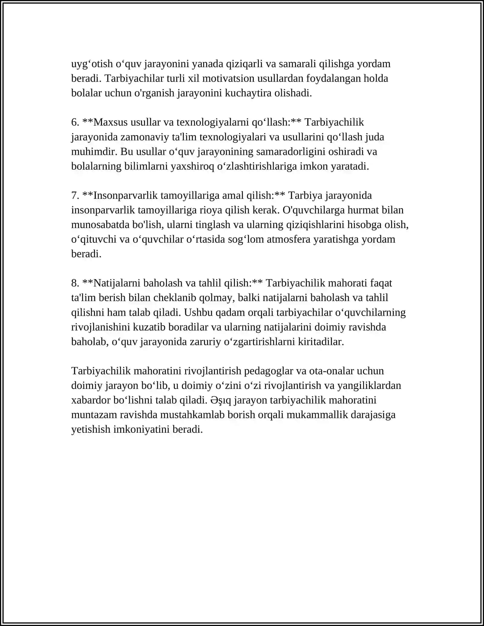 TARBIYACHILIK MAXORATINING TARKIBIY QISIMLARI 4