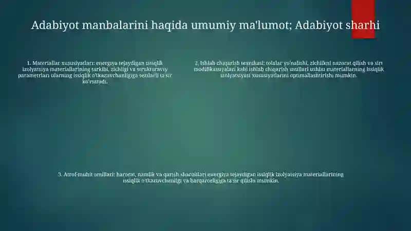 Energiya Tejamkor Ashyolarining Issiqlik O‘Tkazuvchanligiga Ta’Sir Etuvchi Faktorlar 4