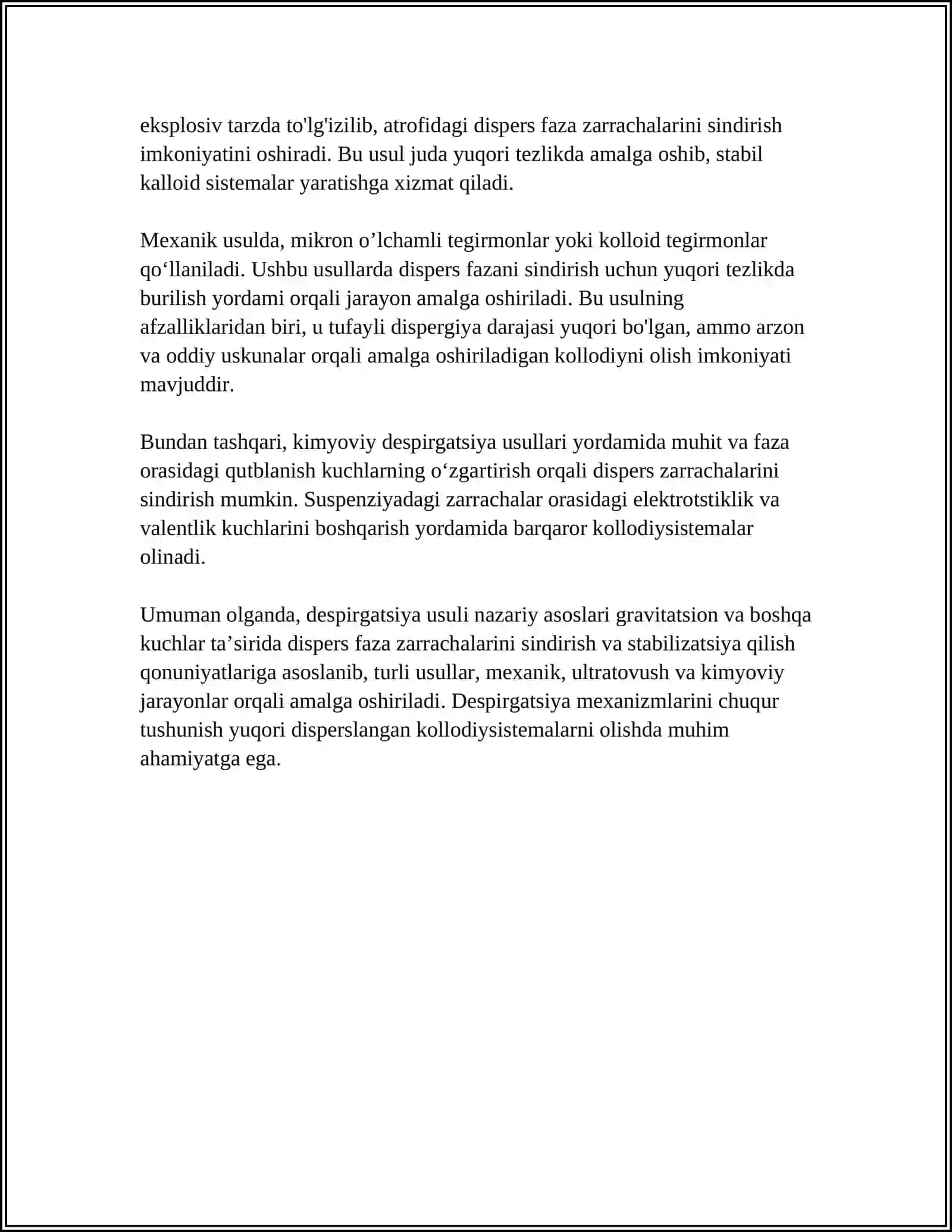 KALLOID SISTEMALARNI DESPIRGATSIYA USULIDA OLISH 4