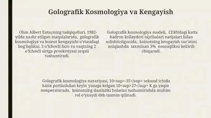 Universal kosmik gologramma nazariyasi va uning hozirgi davrdagi ahamiyati 4