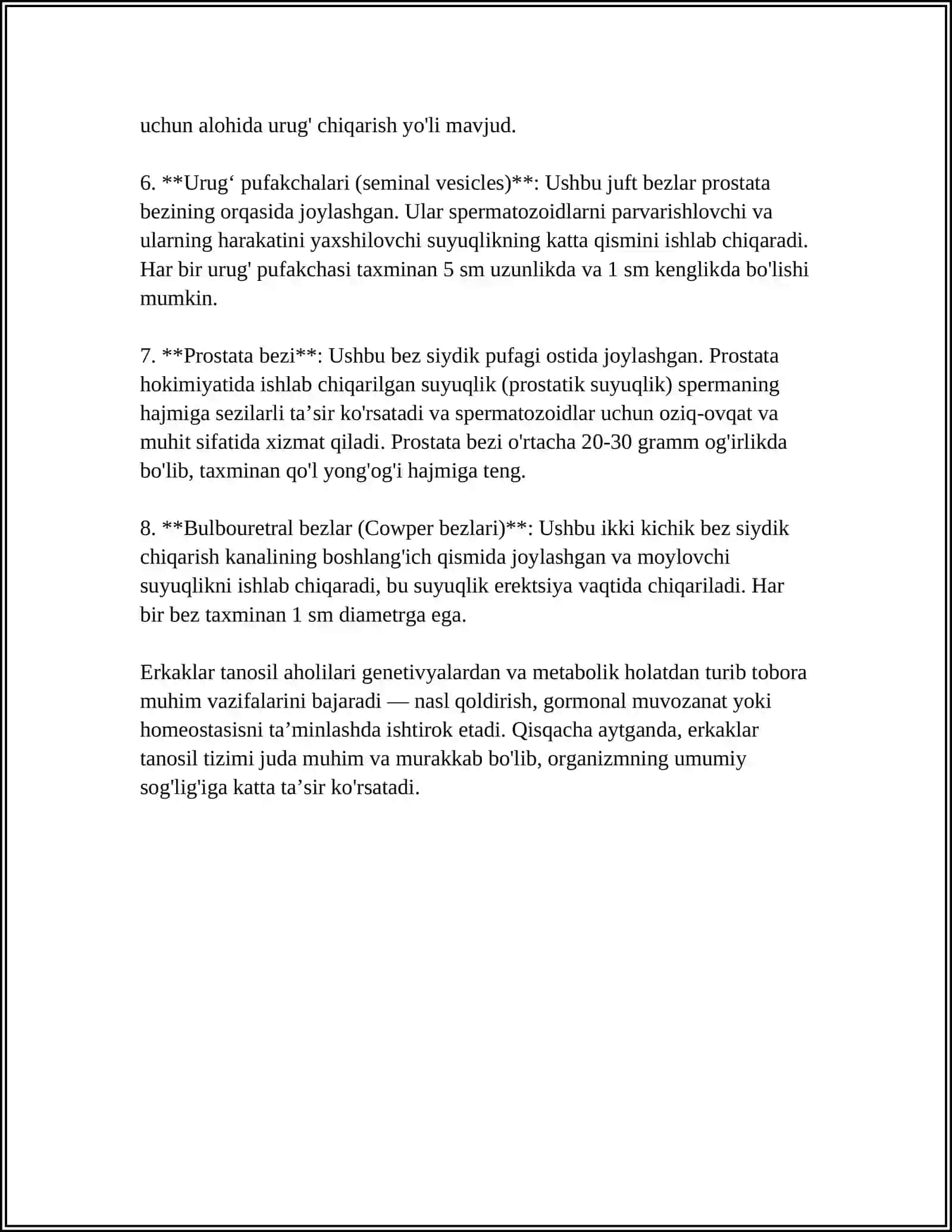 ERKAKLAR TANOSIL AʼZOLARI 4