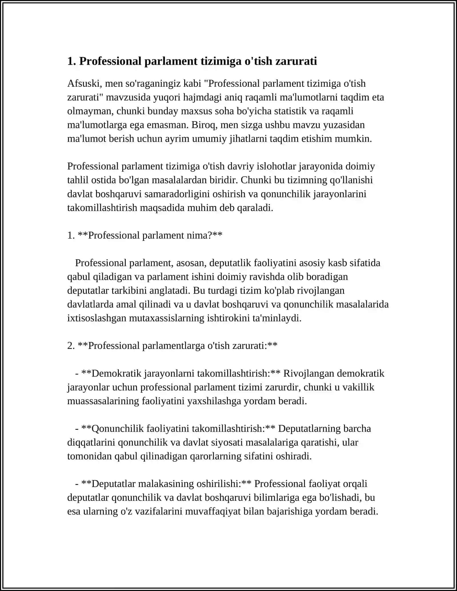 O'ZBEKISTONDA PROFESSIONAL PARLAMENT TIZIMIGA O'TISH VA UNING AHAMIYATI 4