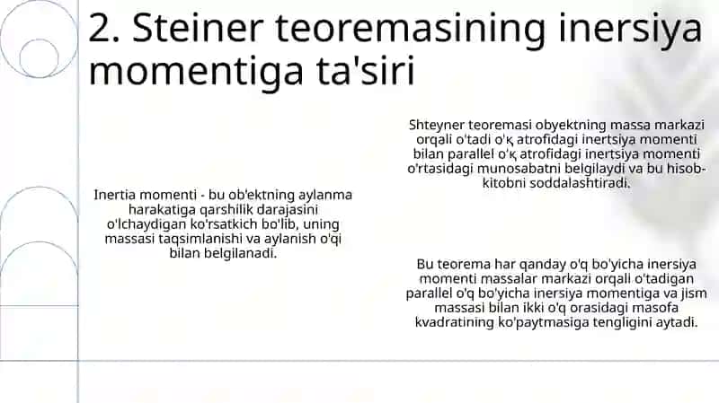 Inersiya momenti. Shteyner teoremasi 4