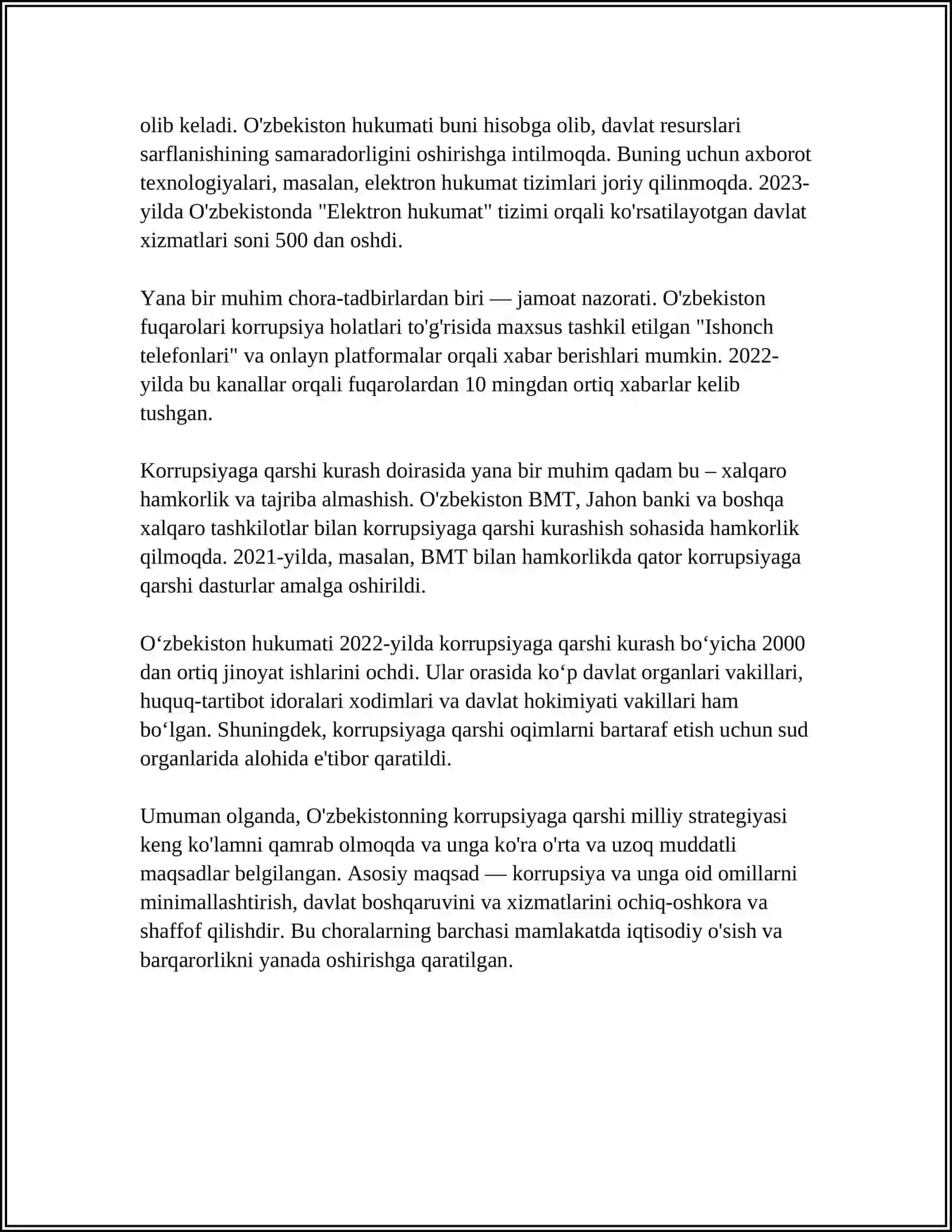 ÓZBEKISTONDA KARRUPSIYAGA OID QONUNLAR VA QARORLAR TASNIFI KORRUPSIYAGA QARSHI KURASHNING AHAMYATI 4
