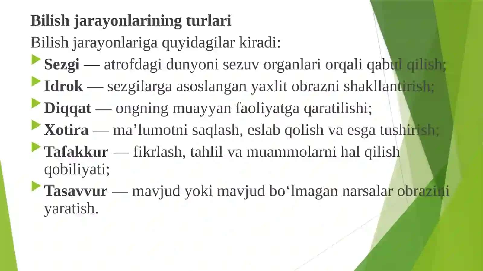 O‘quv ko‘nikmalarini shakllantirishda bilish jarayonlari 4