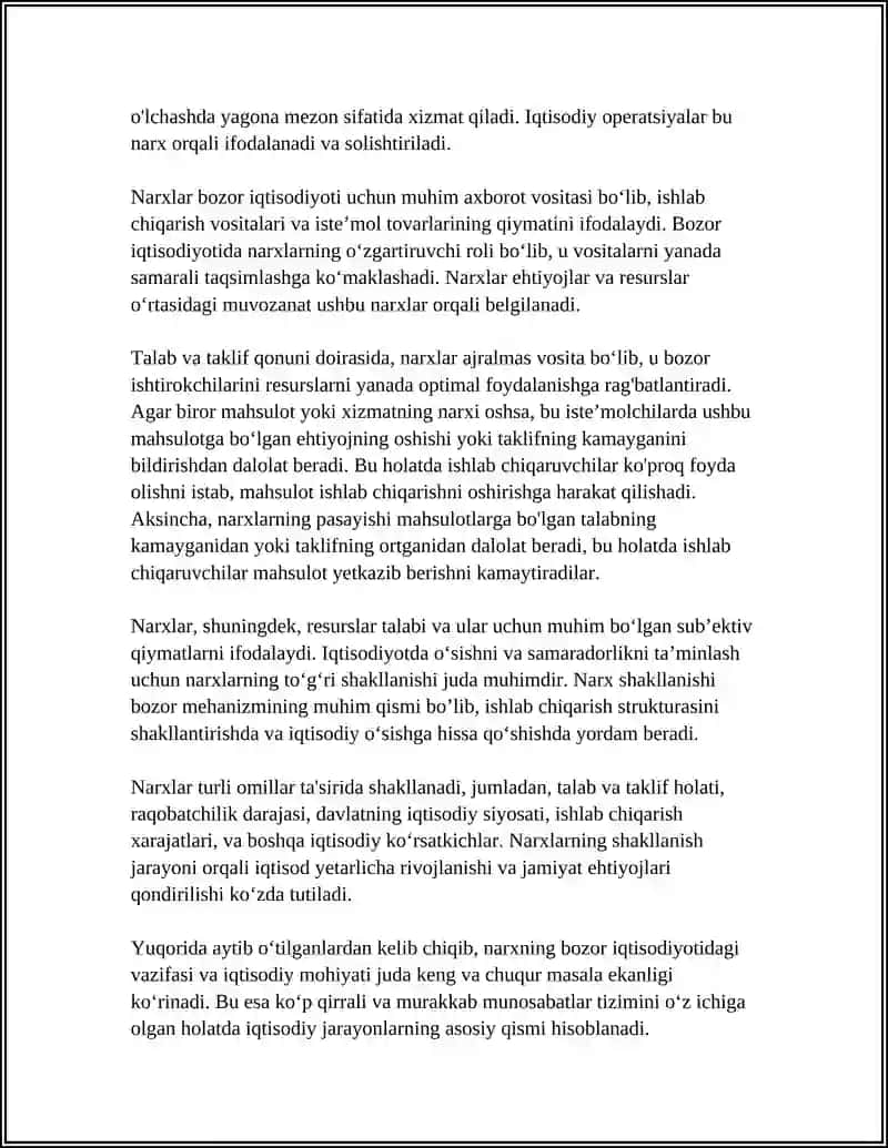 BOZOR IGTISODIYOTIDA NARXNING SHAKLLANISHI 4