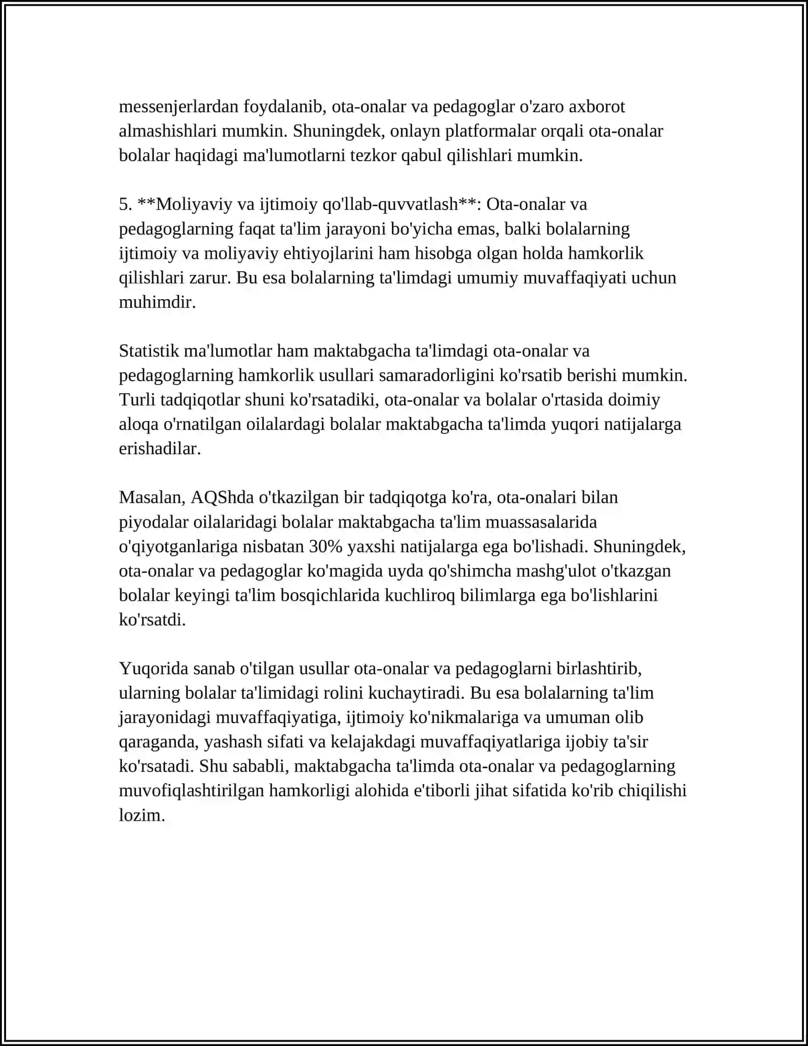 IMKONIYATI CHEKLANGAN BOLALARNI MAKTABGA TAYYORLASHDA OTA- ONALAR MAHALLALAR VA PEDAGOGLARNING O'RNI VA HAMKORLIGI 4