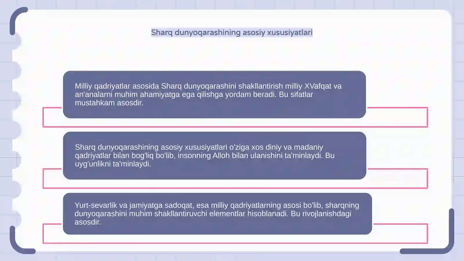 Milliy qadriyatlar asosida Sharq dunyoqarashini shakllantirish 4