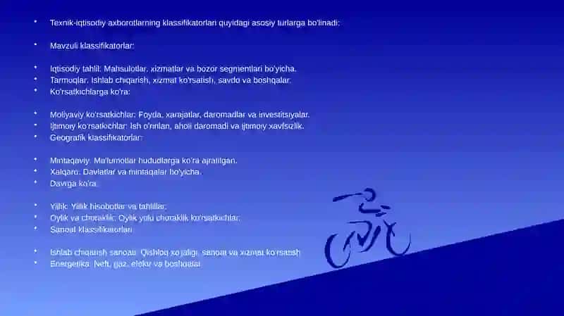 TЕXNIK-IQTISODIYAXBOROTLARKLASSIFIKATORLARIVA IQTISODIY HUJJATLAR TIZIMINI LOYIHALASHTIRISH 4