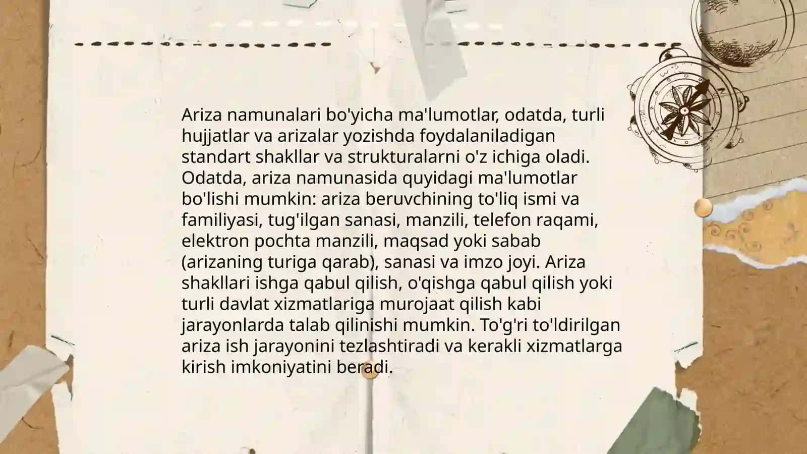 Ariza tuzish qoidalari 4