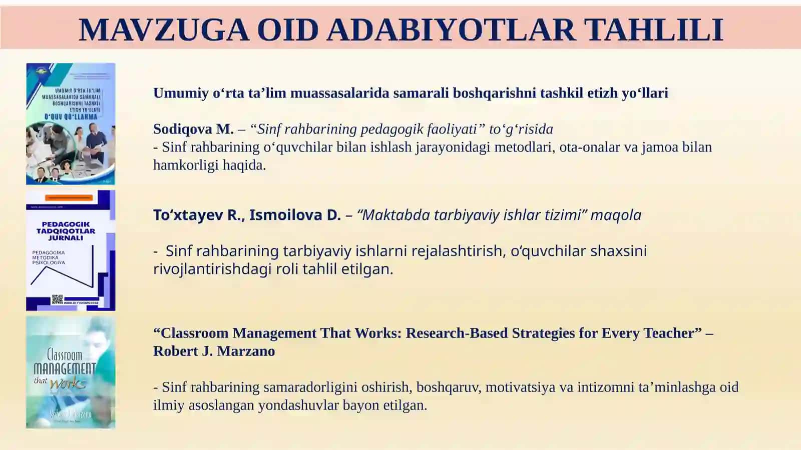 Maktabda sinf rahbarlari faoliyati samaradorligini oshirish 4