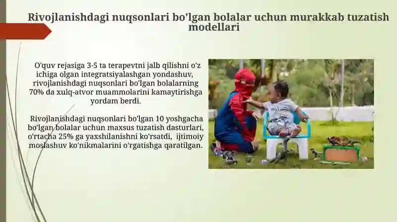 Rivojlanishida mujassam nuqsonli bolalar bilan kompleks koreksion modellar 4