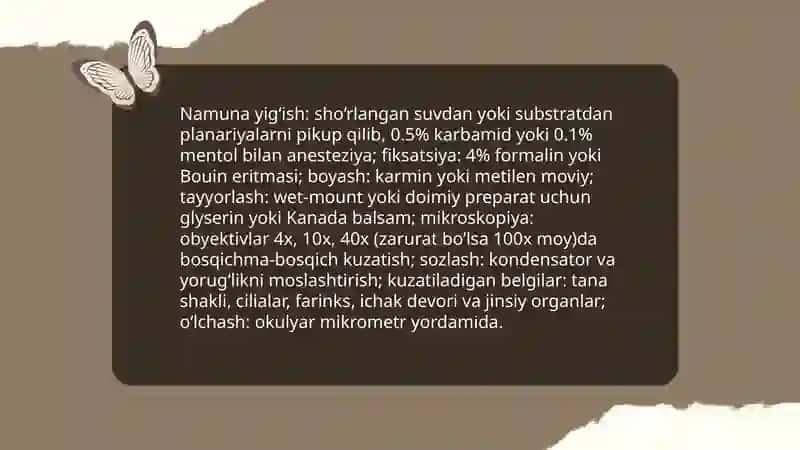 Yassi, yumaloq va halqali chuvalchanglarni o'qitishda dars rejasini tuzish metodikasi 4