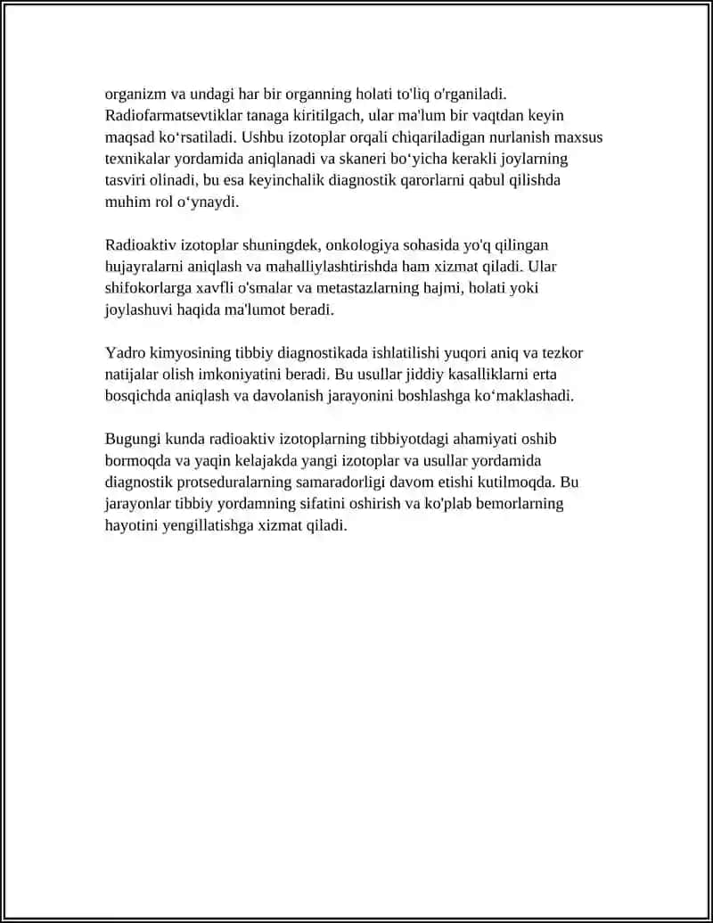 YADRO KIMYOSINING TIBBIYOTDAGI URNI 4