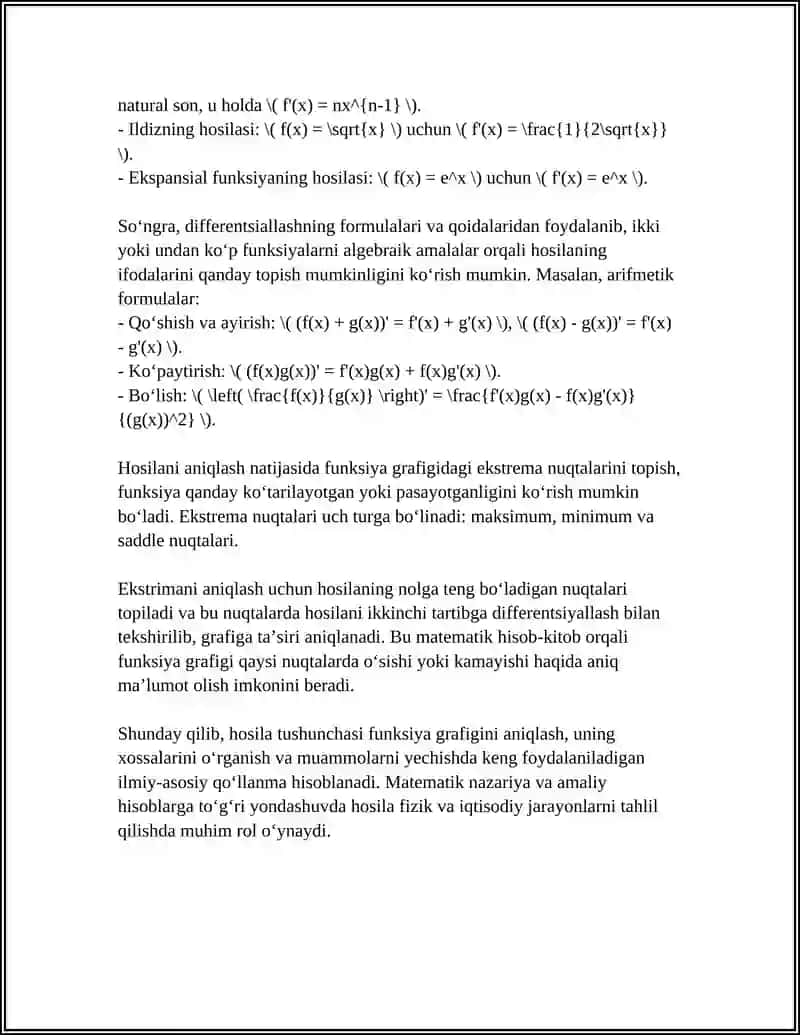 FUNKSIYALARNI HOSILA YORDAMIDA TAHLIL QILISH 4