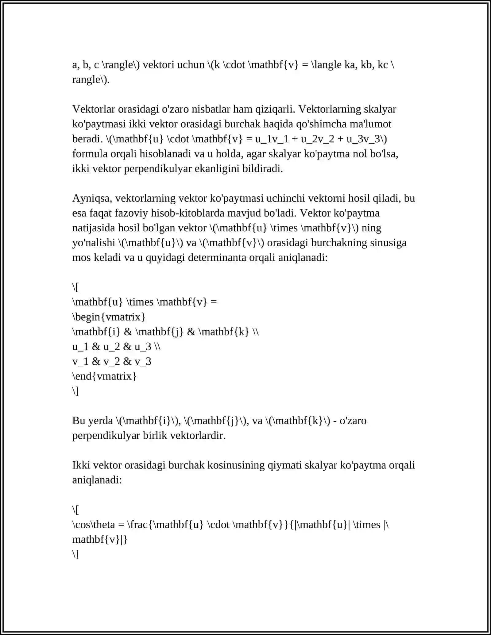 VEKTORVA ULARUSTIDA AMALLAR.VEKTORLARNI QOʻSHISHVA AYIRISH,VEKTORNI UNING KOMPONENTLARIGA AJRATISH 4