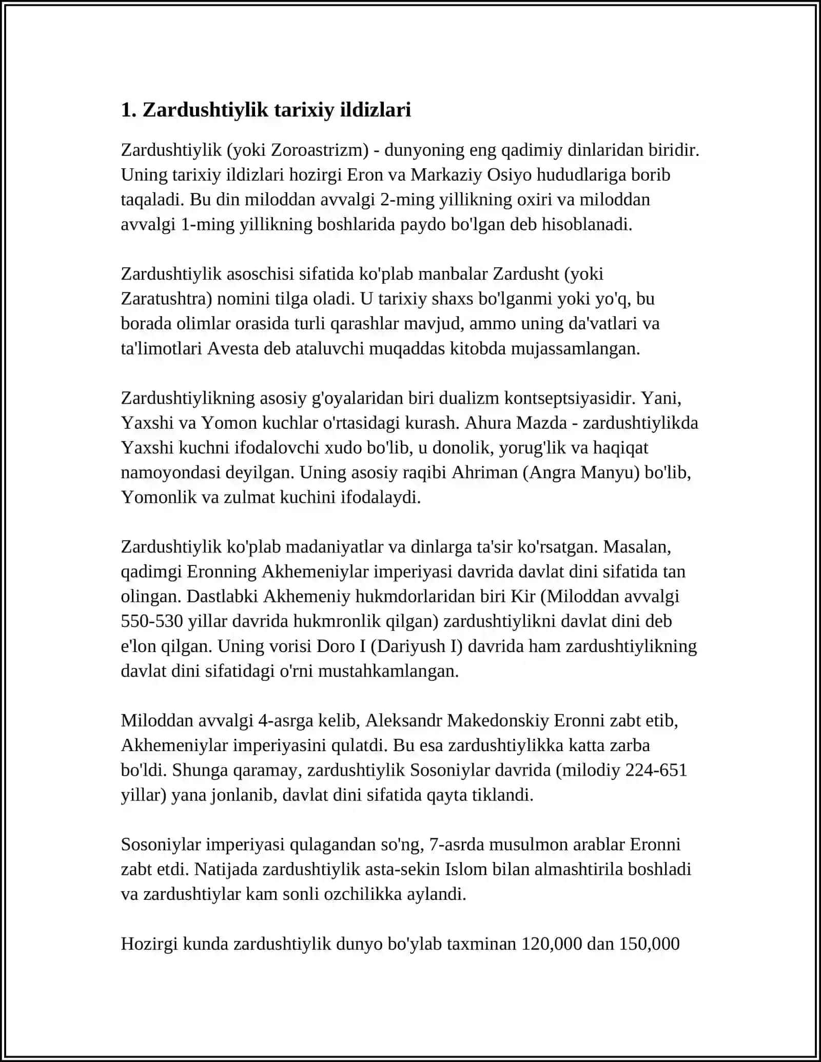 ZARDUSHTIYLIK TA'LIMOTIDA URF-ODAT MAROSIMLAR,MA'NAVIY AXLOQIY QARASHLAR 4