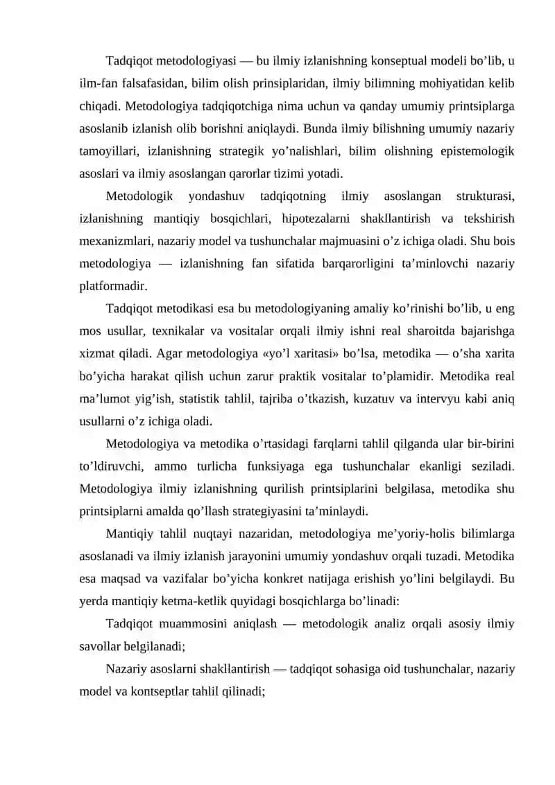 TADQIQOT METODOLOGIYASI VA METODIKA TUSHUNCHALARINING MANTIQIY TAHLILI 4