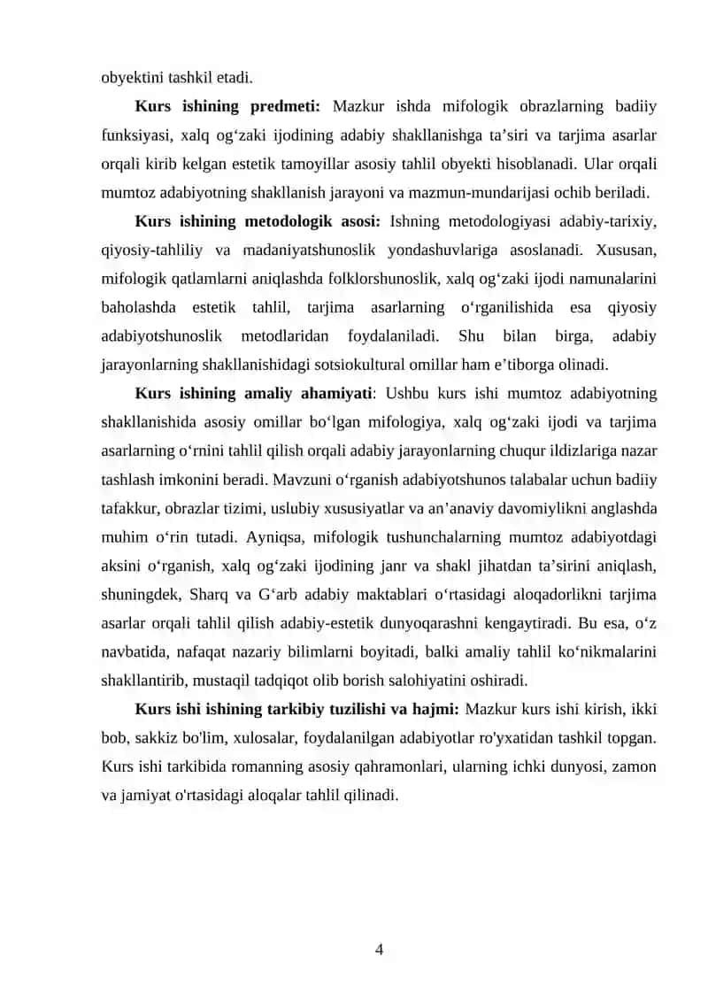 MUMTOZ ADABIYOTNING SHAKLLANISHIDAGI ASOSIY OMILLAR:MIFOLOGIYA, XALQ OG'ZAKI IJODI VA TARJIMA ASARLAR 4