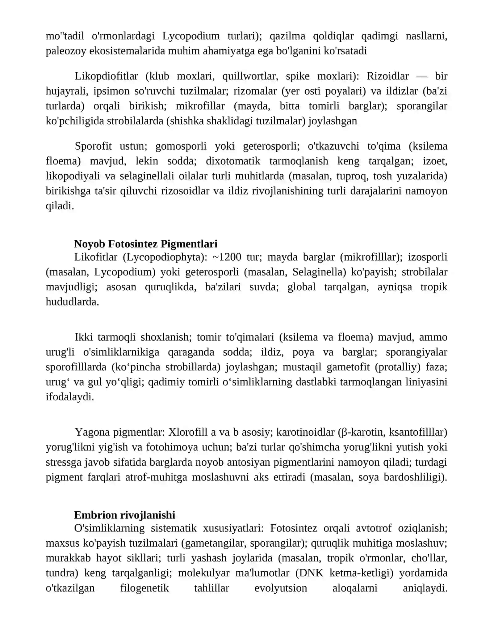 Plaunlar bo'limiga xos bo'lgan sistematik belgilarni aniqlash 4