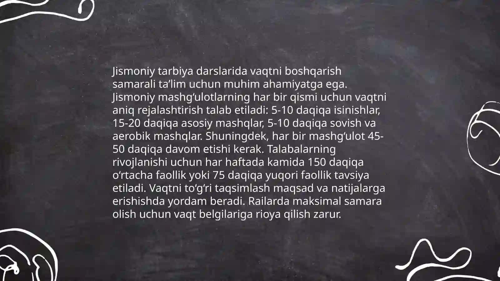 Jismoniy tarbiya darslarida xronometraj o'tkazish uslubiyati 4