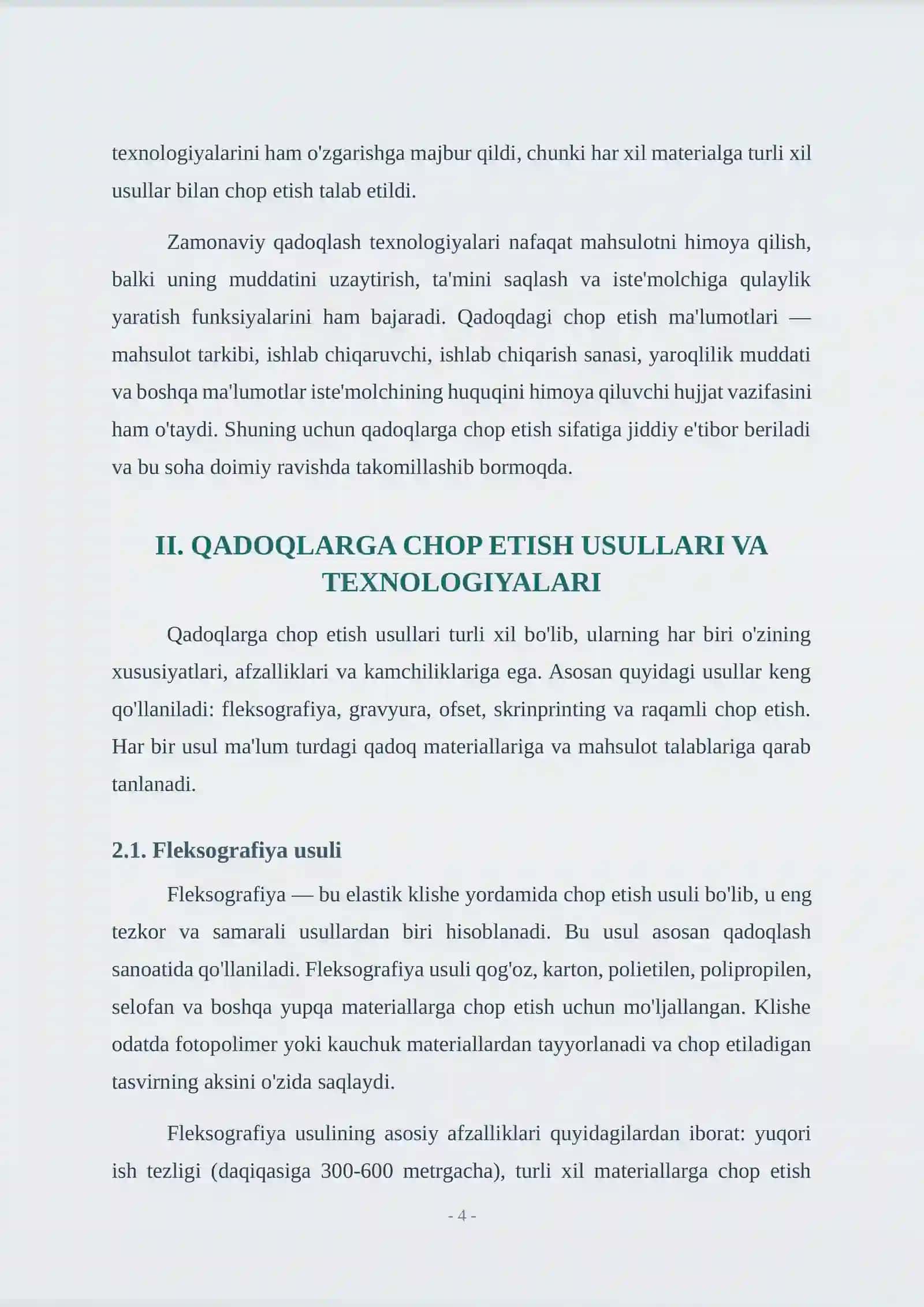 QADOQLASH MAXSULOTLAR TEXNOLOGIYASI 4
