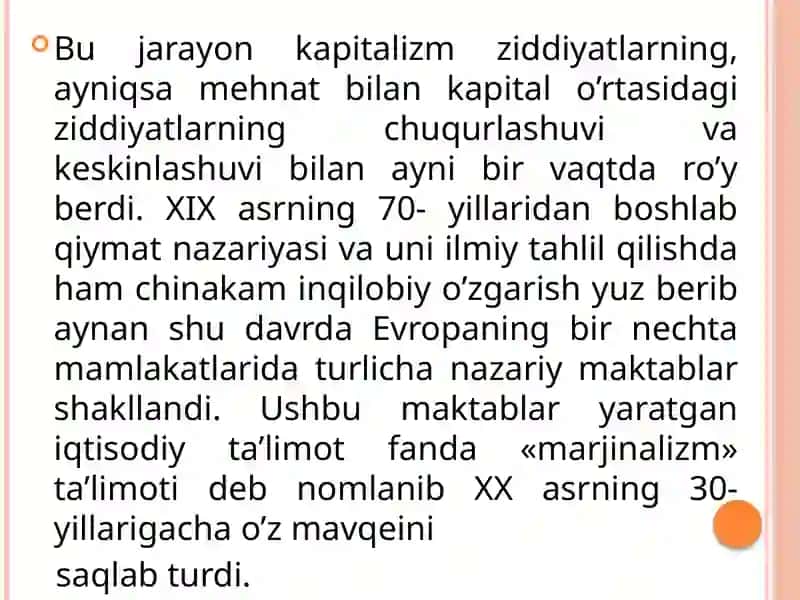 MARJINALIZM TA’LIMOTI VA NEOKLASSIK IQTISODIY 4