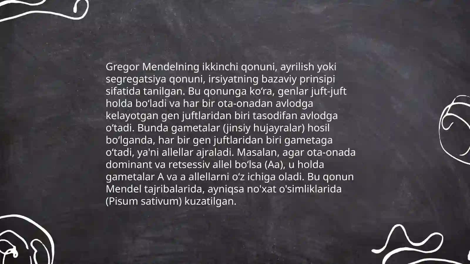 Mendelning birinchi qonuni (dominiklik qonuni) 4